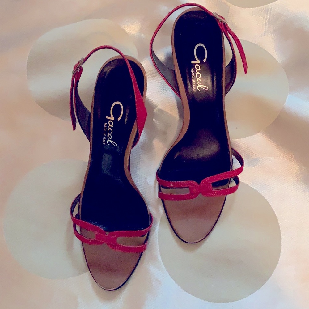 Jimmy Choo Red Slingback Sandal Heels